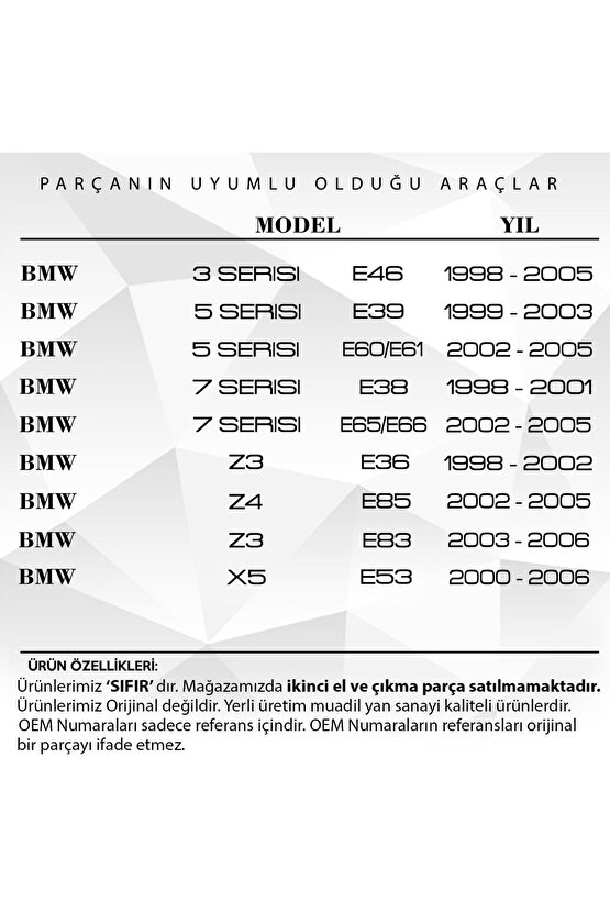 Bmw E46 E39 E36, E53,m52tu, M56,m54 Motorlar Için Çift Vanos Seti