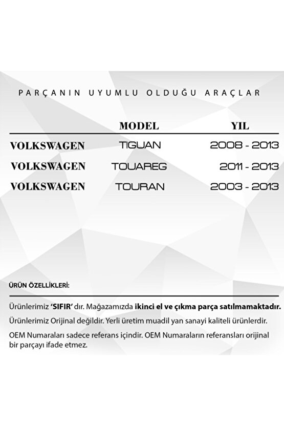 Volkswagen Golf, Passat, Audi A3, Q7 Için Su Borusu T Dağıtıcı