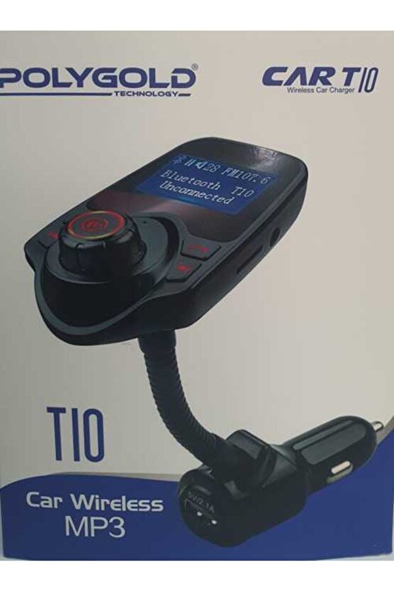 Car T10 Bluetooth Araç Kiti Fm Transmitter Usb Den Şarj Destekli