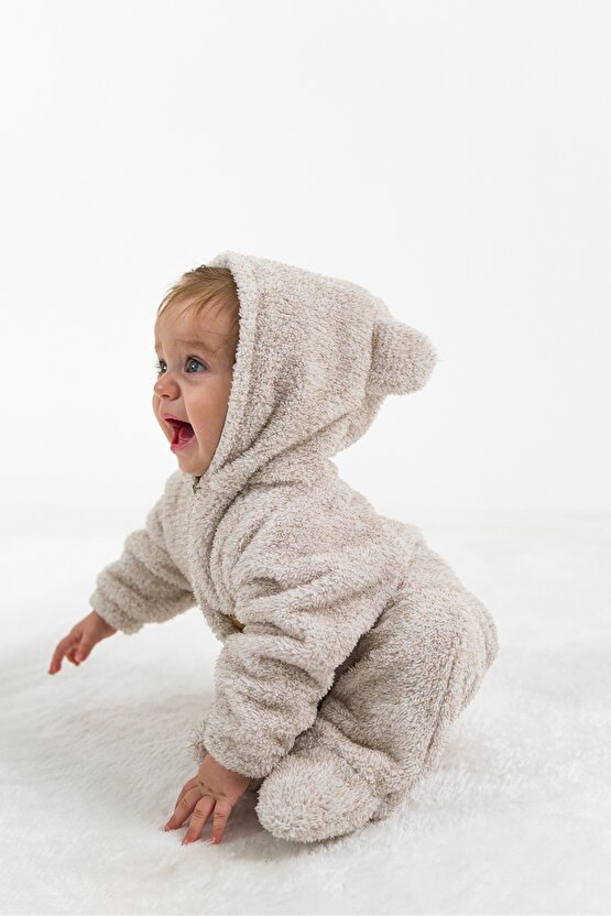 Welsoft Peluş Unisex Fermuarlı Kışlık Bebek Uyku Tulumu Bebek Tulumu Çocuk Tulumu Çocuk Kostümü TLMA