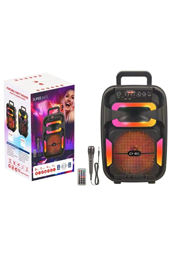 MİKROFONLU BLUETOOTH SPEAKER LED IŞIKLI KARAOKE HOPARLÖR SD KART USB AUX BÜYÜK BOY HOPARLÖR