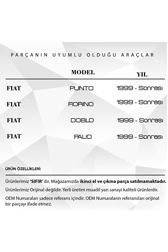 Fiat Doblo Punto Fiorino Palio Albea Için Bagaj Kilit Tamir Parça