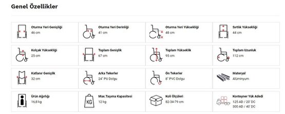 G630 Standart Manuel Tekerlekli Sandalye