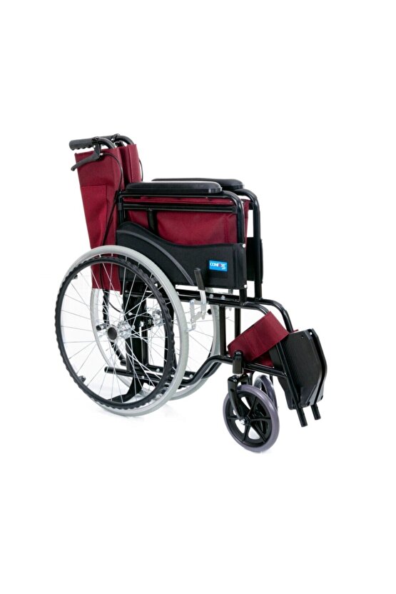 Dm809 Bordo Kumaş Standart Transfer Refakatçı Frenli Tekerlekli Sandalye