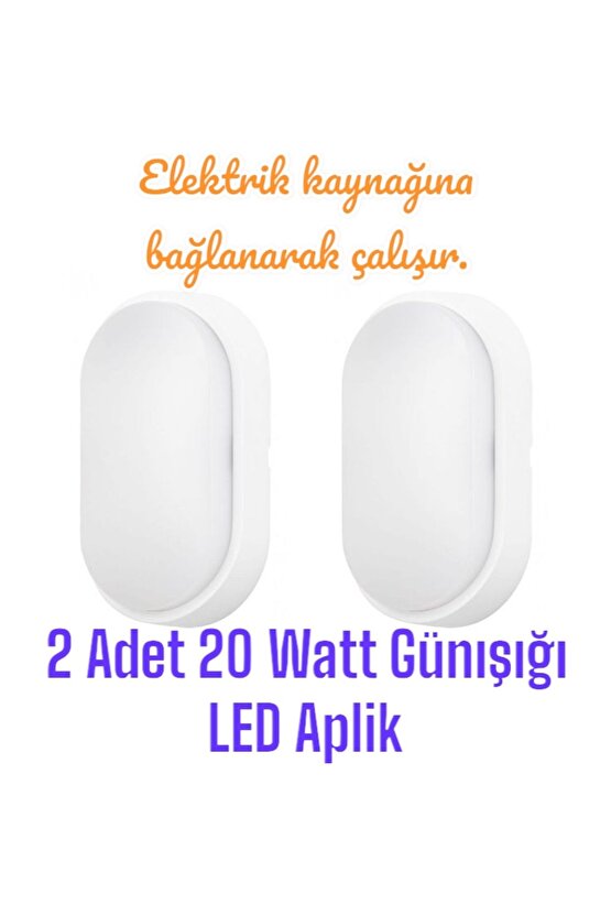 2 Adet 20 Watt GÜNIŞIĞI Ledli Nemli Alan, Dış Mekan, Bahçe, Banyo, Teras, Balkon, Kamelya Apliği