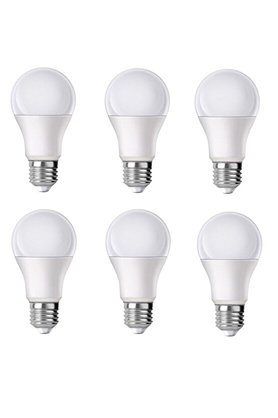 10w Led Ampul 6lı Paket E27 Duy Gün Işığı (SARI) Led Ampul