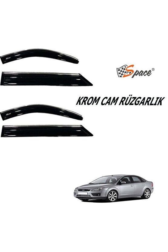 Ford Focus Krom Cam Rüzgarlığı 1.2mm 2005 4lü  Caru446