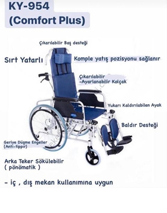 Comfort Plus KY954LGC-46 Sırtı Yatar Ayak Tekerlekli Sandalye