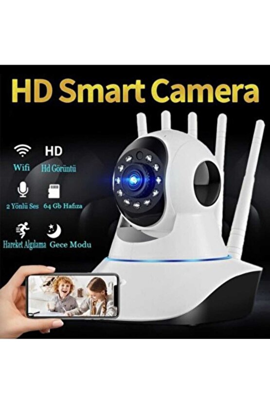 2MP WİFİ İP KAMERA GECE GÖRÜŞLÜ 1080P HD GÜVENLİK KAMERASI 360 DERECE DÖNEBİLEN