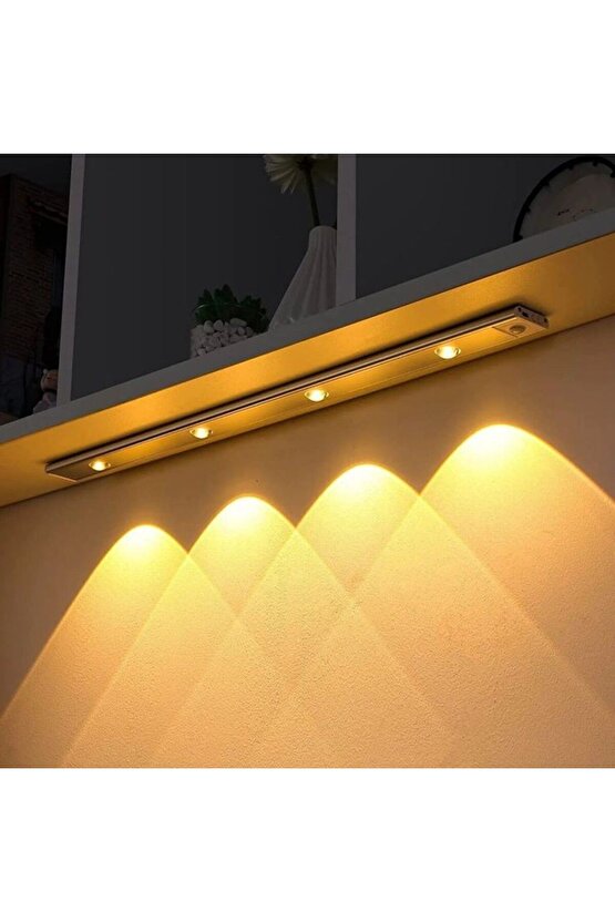 60 Cm, Sensörlü, Şarjlı, 3 Işık Renkli, Alüminyum Kasa, Işık Desenli, Çok Amaçlı Modern Led Aplik