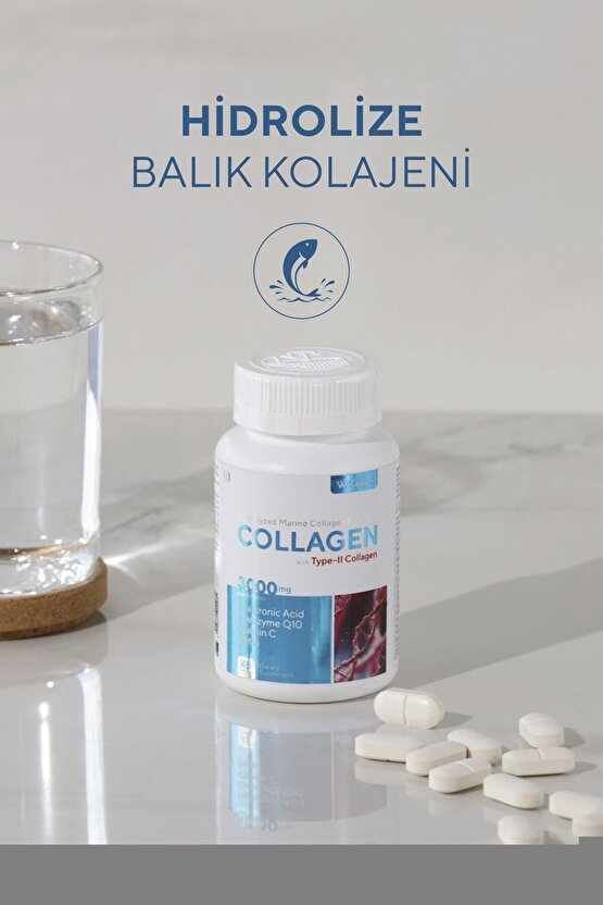 WeCollagen® 45 Tablet Type2 - 3000mg Kolajen Tip 1-3 Arı Sütü Biotin %100 Saf Diyet Takviyesi