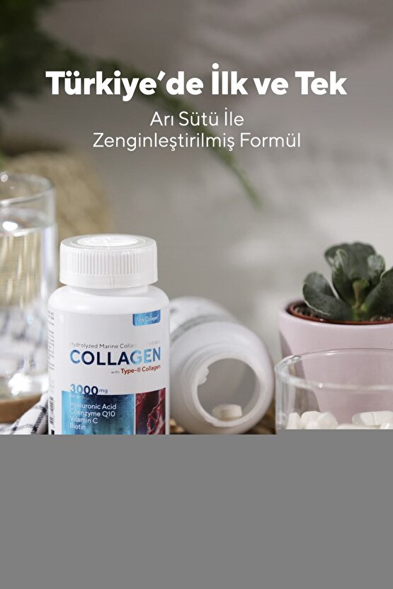 WeCollagen® 45 Tablet Type2 - 3000mg Kolajen Tip 1-3 Arı Sütü Biotin %100 Saf Diyet Takviyesi