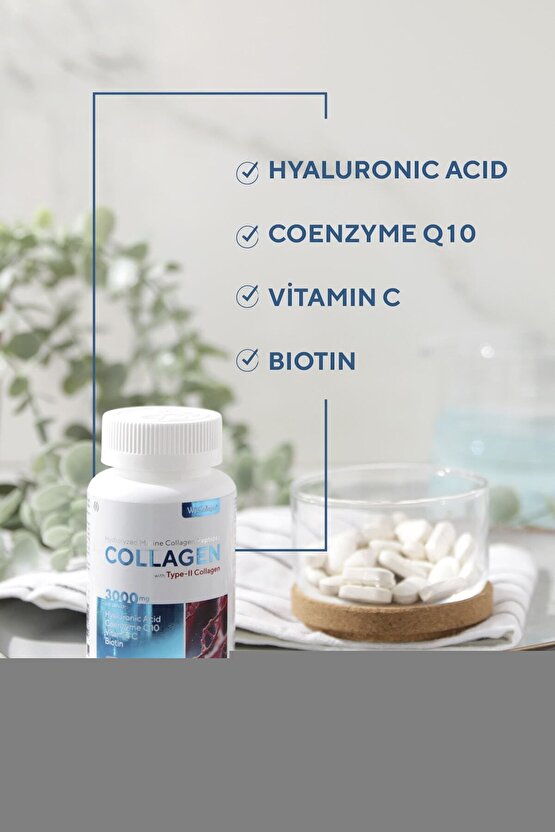 WeCollagen® 45 Tablet Type2 - 3000mg Kolajen Tip 1-3 Arı Sütü Biotin %100 Saf Diyet Takviyesi