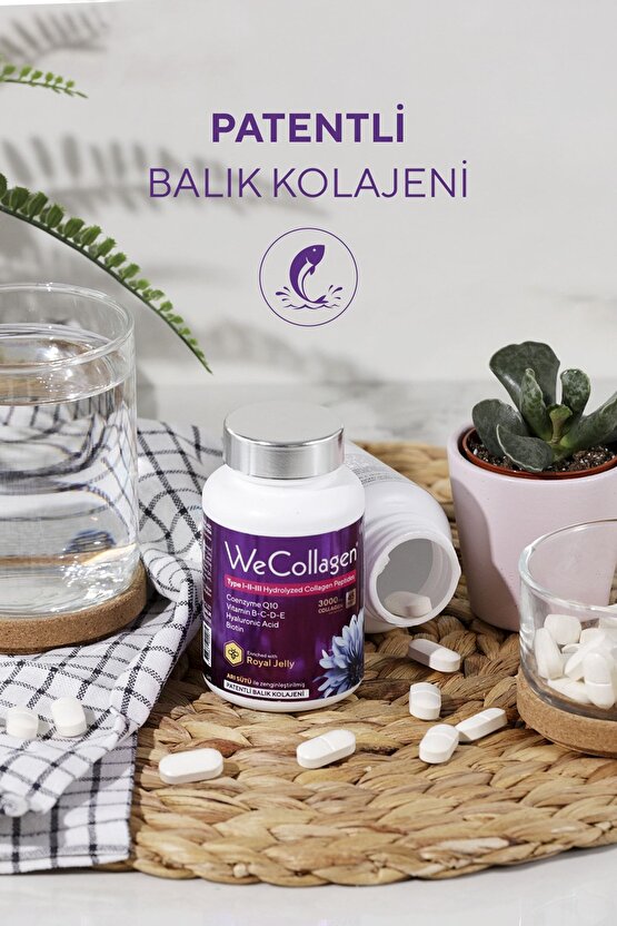 WeCollagen® 45 Tablet - 3000mg Kolajen Tip 1-2-3 Arı Sütü Biotin %100 Saf Ve Doğal Diyet Takviyesi