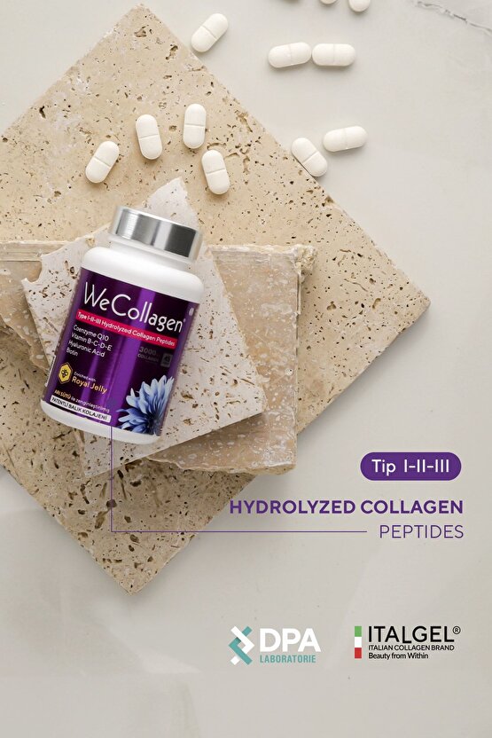 WeCollagen® 45 Tablet - 3000mg Kolajen Tip 1-2-3 Arı Sütü Biotin %100 Saf Ve Doğal Diyet Takviyesi