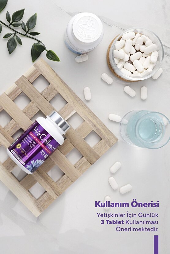 WeCollagen® 45 Tablet - 3000mg Kolajen Tip 1-2-3 Arı Sütü Biotin %100 Saf Ve Doğal Diyet Takviyesi