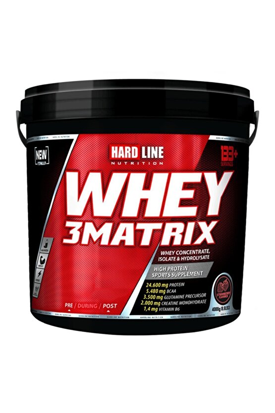 Hardline Whey 3matrix Çilek Aromalı Protein Tozu 4000 g