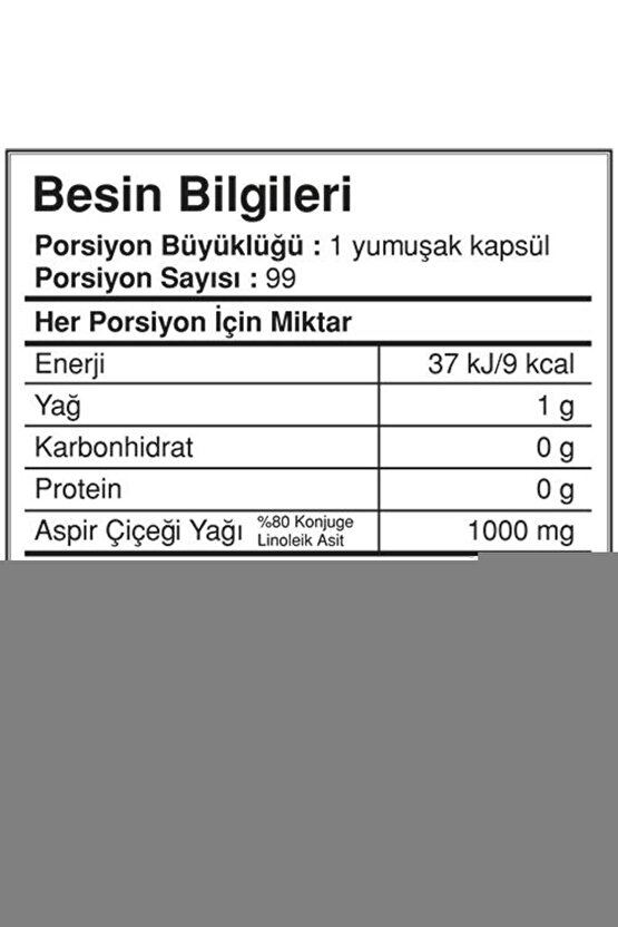 Clabig 1000 Mg 99 Kapsül Aspir Yağı Konjuge Linoleik Asit