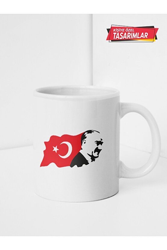 Atatürk ve Türk Bayrağı Tasarımlı Kupa Bardak