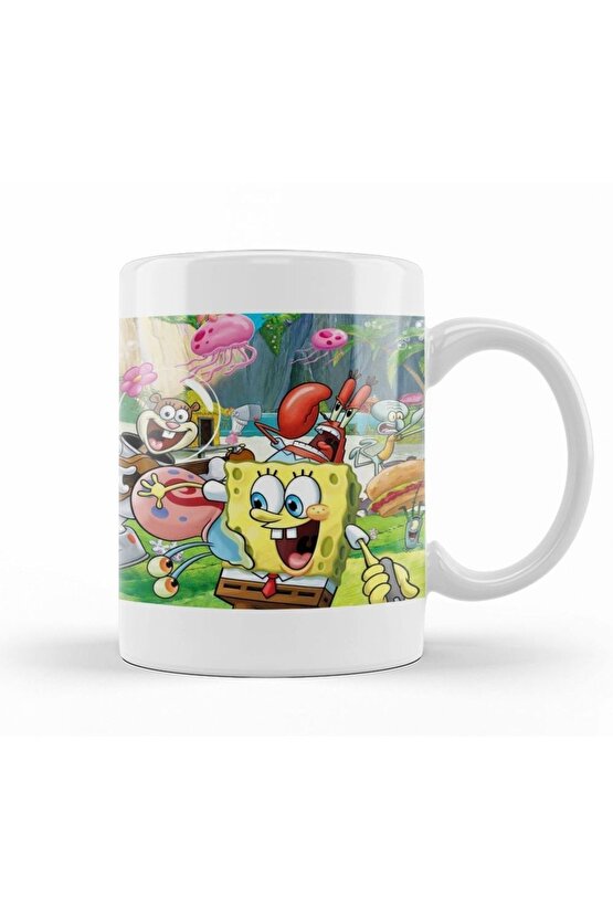 Sünger Bob Sponge Bob Temalı Beyaz Kupa Bardak v3