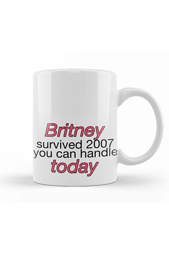 Britney Survived 2007 Temalı Beyaz Kupa Bardak v4