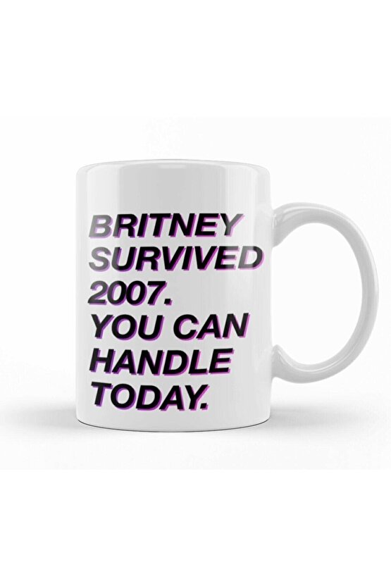 Britney Survived 2007 Temalı Beyaz Kupa Bardak v1