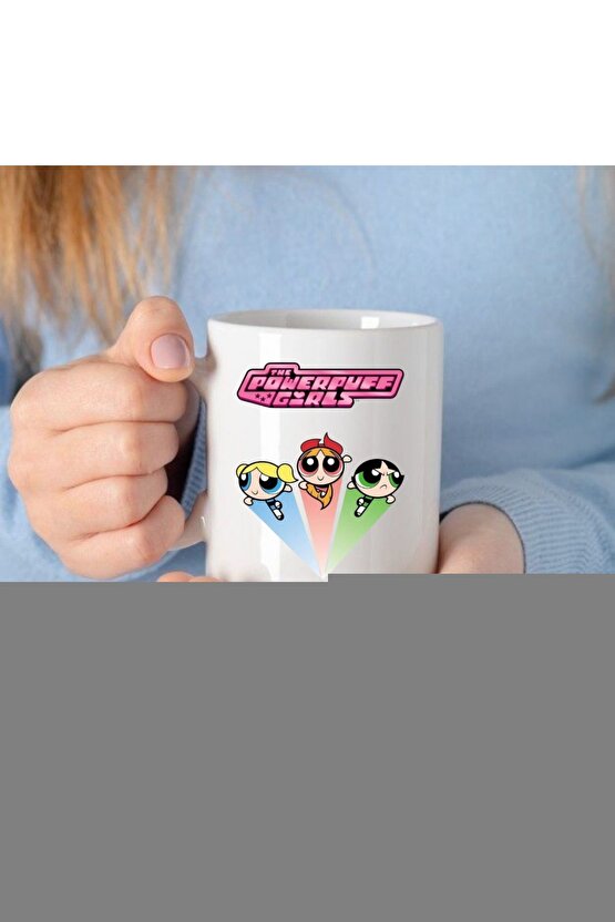 Powerpuff Girls A Kalite Çift Taraflı Baskı Temalı Beyaz Kupa Bardak (1 Adet)  v1