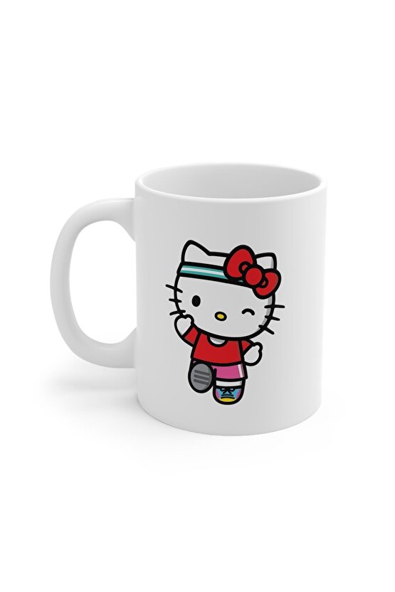 Bandanalı Hello Kitty Temalı Beyaz Kupa Bardak A Kalite