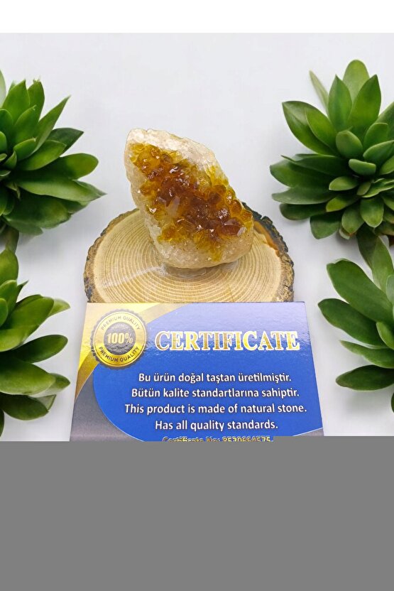 SİTRİN JEOT Ham Doğal Taş Mineral (sertifikalı)(para taşı)(Bereket taşı)(180 gram -5 cm boy)