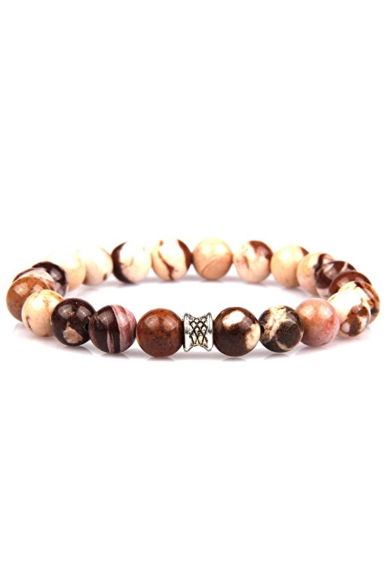 Leopard Skin Jasper Doğal Taş Bileklik 8 Mm Küre Kesim