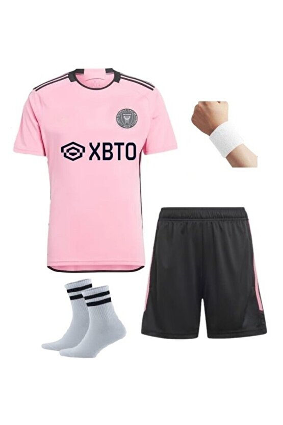 İnter Miami Pembe Messi Futbol Çocuk Forması 4Lü Set  (T-Shirt)