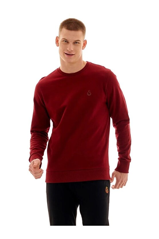 Lisanslı Erkek Basic Bordo Sweatshirt