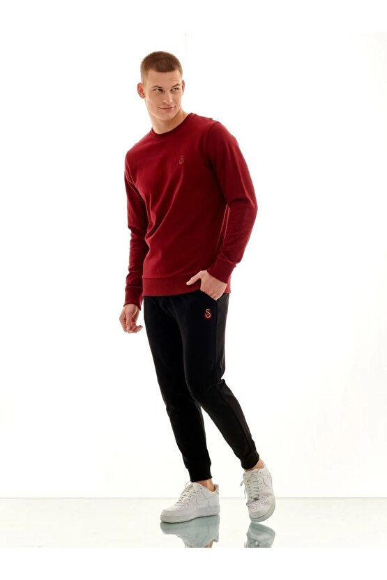 Lisanslı Erkek Basic Bordo Sweatshirt