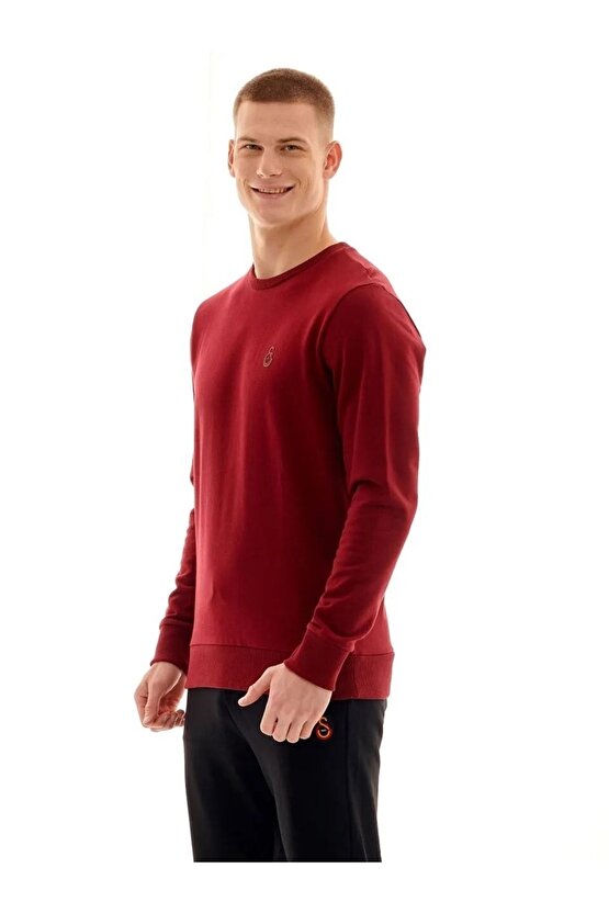 Lisanslı Erkek Basic Bordo Sweatshirt