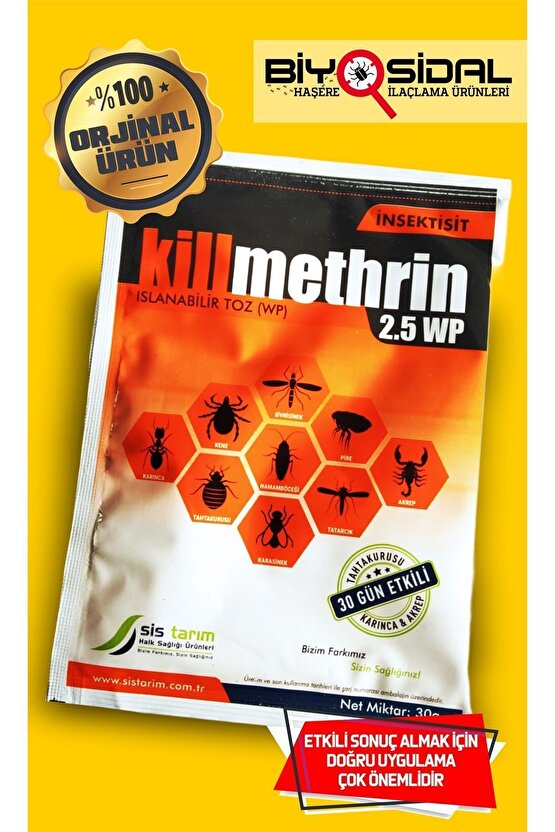 Killmethrin 2.5 Wp Akrep Ve Haşere Öldürücü 30 Gr