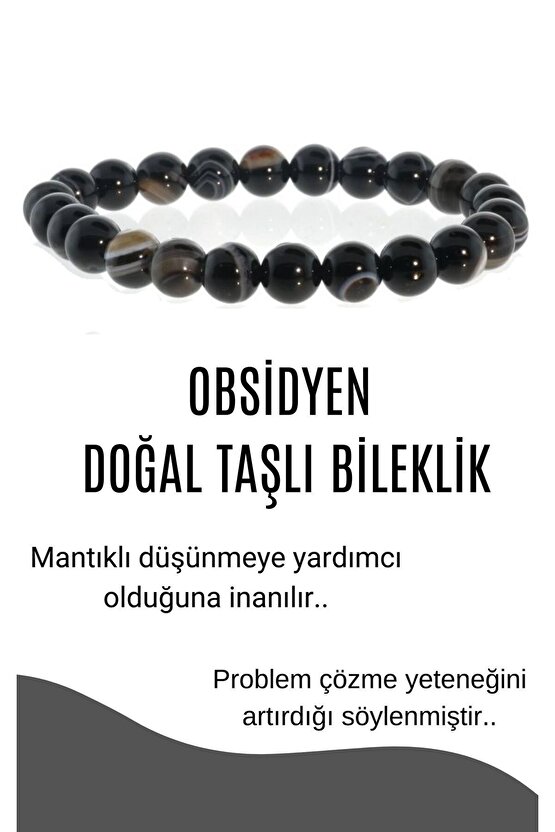 Obsidyen Doğal Taşlı Bileklik