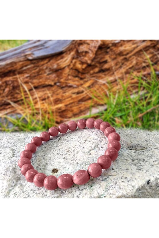 Doğal Taş Pembe Jasper Bileklik 8mm