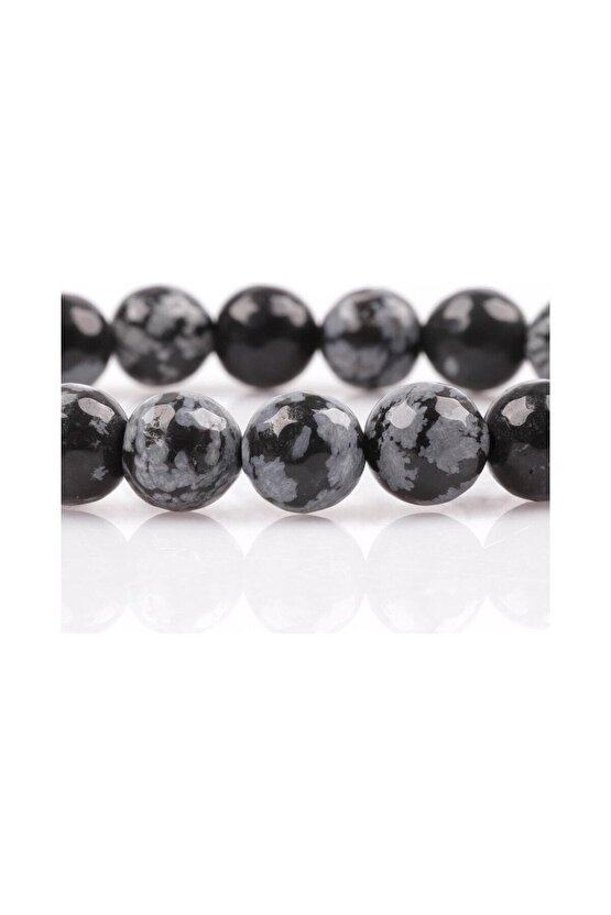 Karlı Obsidyen 6mm Bileklik