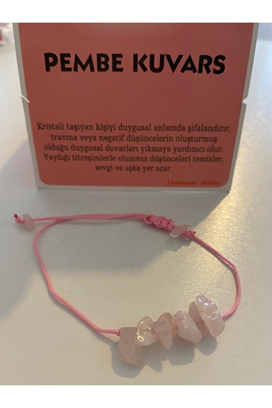 Pembe Kuvars Doğal Taş Bileklik