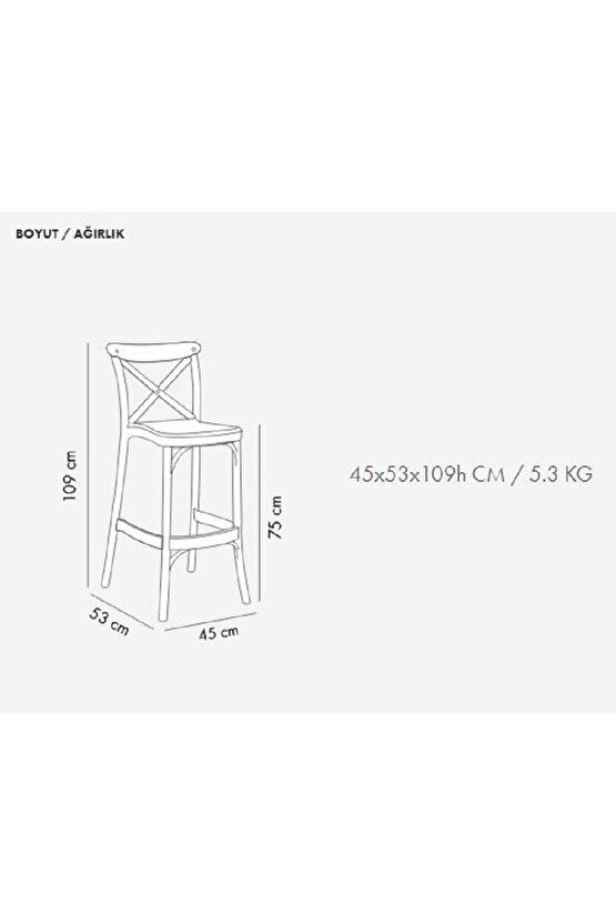 Capri Bar Sandalyesi 75cm 2li Paket