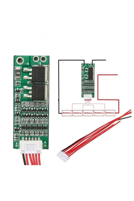 5s 15a Bms Lityum Li-ion Batarya Koruma Kartı - 5 Adet Seri 18650 Pil 21v -- 18650 Li-ion Lipo