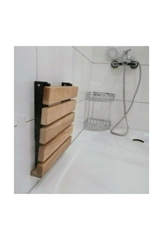 Katlanır Duş Taburesi - Doğal Ahşap Katlanır Banyo Oturağı