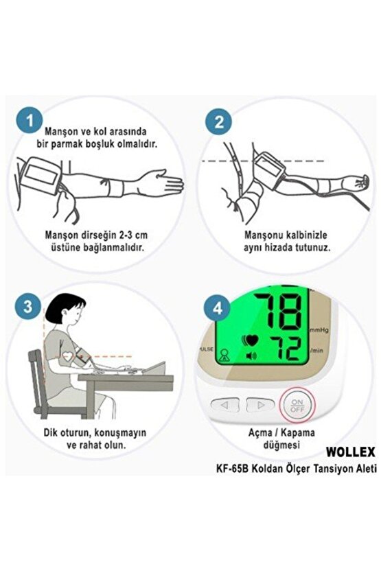 Wollex Koldan Ölçer Türkçe Konuşan Tansiyon Aleti Kf-65b