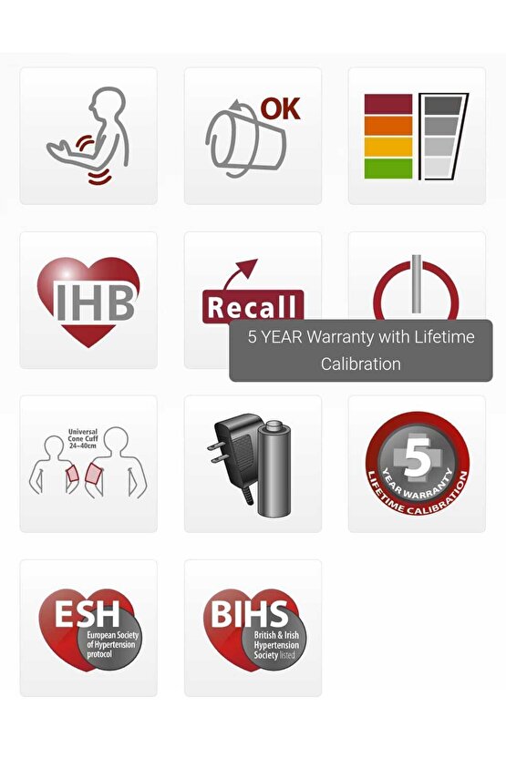 Tansiyon Aleti Üst Koldan Tansiyon Ölçer Nabız Ölçer Ömür Boyu Kalibrasyon