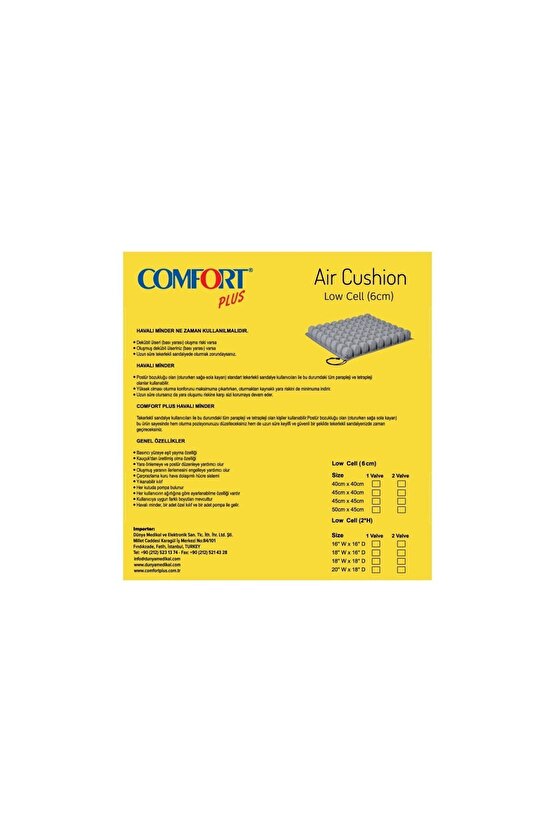 Comfort Plus DM-645 Havalı Oturma Minderi 45x40x6