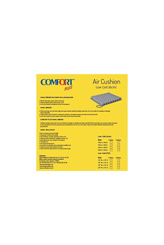 Comfort Plus DM-840 Havalı Oturma Minderi 40x40x8