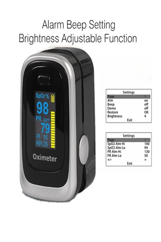 Pulse Oksimetre M170 Oksijen Satürasyon Ölçüm Cihazı Alarmlı