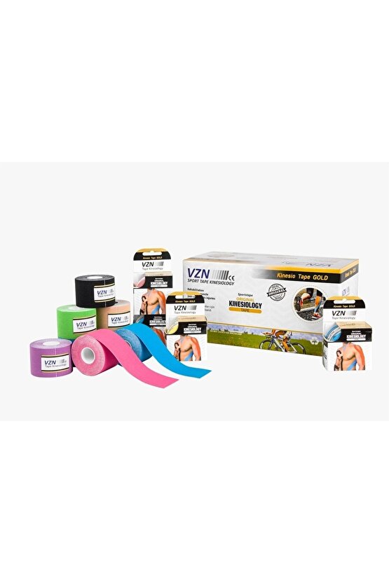 Vzn Kinesio Sport Tape – Sporcu Ağrı Bandı 5m x 5cm Kırmızı 4 Adet