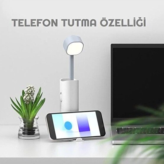 Fujika 3 Kademe Işıklı Çok Fonksiyonlu Masa Lambası Powerbank Telefon Standı Fener 4 in 1 1200MAH