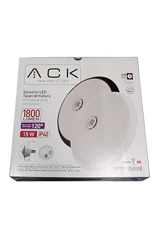 Ack AC17-00100 18 Watt Sensörlü Led Tavan Armatürü Günışığı